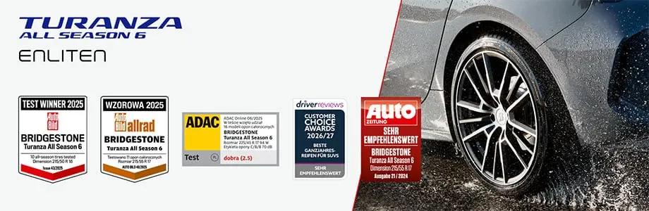 Bridgestone Turanza All Season 6 ENLITEN wyr&oacute;żniona w niezależnych testach opon całorocznych